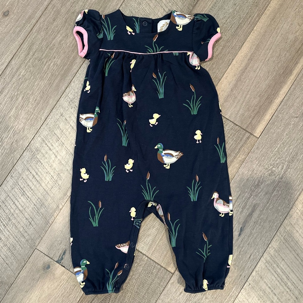 TBBC Duck Long Romper 6-12mo